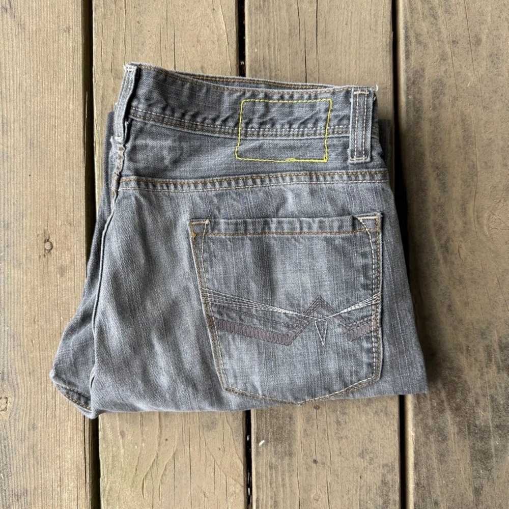 DKNY Jeans Mens 34x30 Grey Faded Straight Leg Denim Pants Vintage Grunge Y2K
